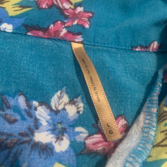 Free People Style Blue Floral Tie-Front Cropped Blouse - Size L - Picture 5 of 6